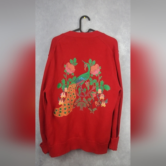 Akoo Mens Roe Sweater (Chili Pepper) Animal Print Embroidered Size S - Picture 5 of 10